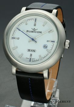 Zegarek męski na skórzanym pasku Rubicon RNAC71 black white blue (3).jpg